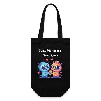 Even Monsters Need Love - Süße Monster - Geschenkbeutel für Flaschen - Schwarz - Vorne