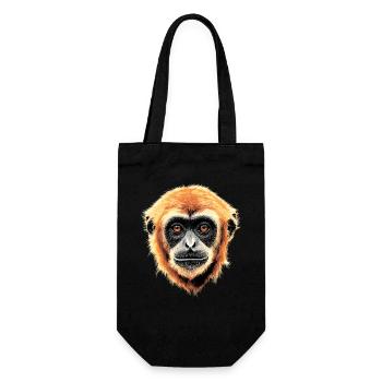 Gibbon Affe Weißhandgibbon Monkey Süße Lar Gibbons - Geschenkbeutel für Flaschen - Schwarz - Vorne