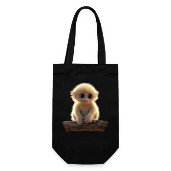 Gibbon Affe Weißhandgibbon Monkey Süße Lar Gibbons - Geschenkbeutel für Flaschen - Schwarz - Vorne