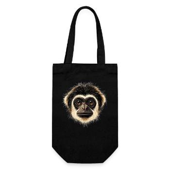 Gibbon Affe Weißhandgibbon Monkey Süße Lar Gibbons - Geschenkbeutel für Flaschen - Schwarz - Vorne