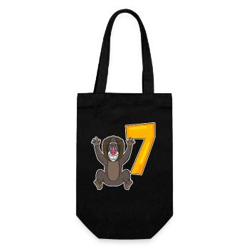 7. Geburtstag Motiv Affe - 7 jahre alt - Geschenkbeutel für Flaschen - Schwarz - Vorne