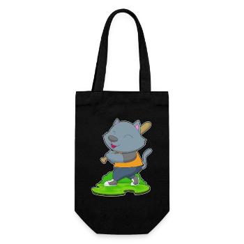 Katze Baseball Baseballschläger - Geschenkbeutel für Flaschen - Schwarz - Vorne