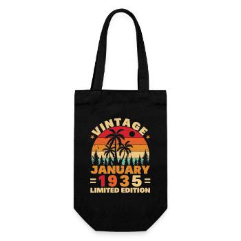 Geburtstagsgeschenk Geboren im Januar 1935 - Geschenkbeutel für Flaschen - Schwarz - Vorne