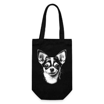 Chihuahua head in black and white drawing style - Gift Bag for Bottles - black - Front