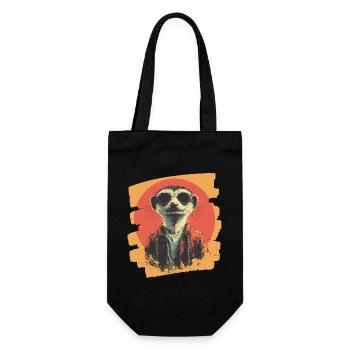 Erdmännchen Retro - Geschenkbeutel für Flaschen - Schwarz - Vorne