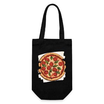 Pizza Retro - Geschenkbeutel für Flaschen - Schwarz - Vorne