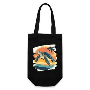 Tortue de mer rétro - Sac à bouteille - noir - Devant