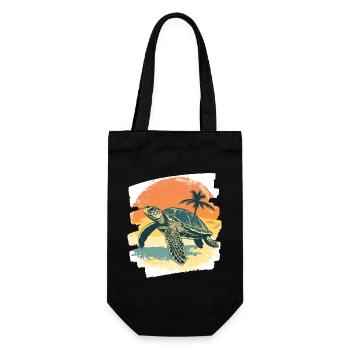 Tortue de mer rétro - Sac à bouteille - noir - Devant