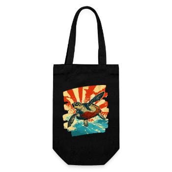 Tortue de mer rétro - Sac à bouteille - noir - Devant