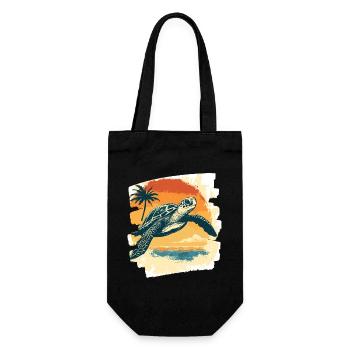 Tortue de mer rétro - Sac à bouteille - noir - Devant