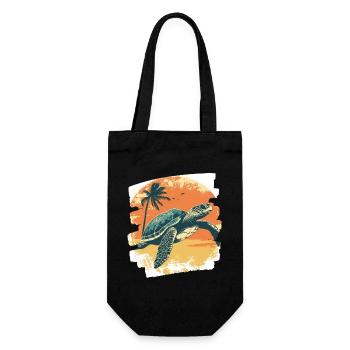 Tortue de mer rétro - Sac à bouteille - noir - Devant