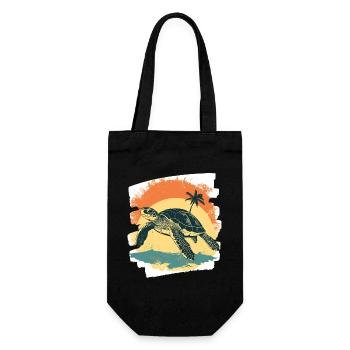 Tortue de mer rétro - Sac à bouteille - noir - Devant