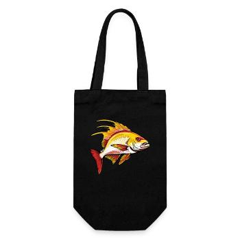 Roter und goldener Fisch - Geschenkbeutel für Flaschen - Schwarz - Vorne