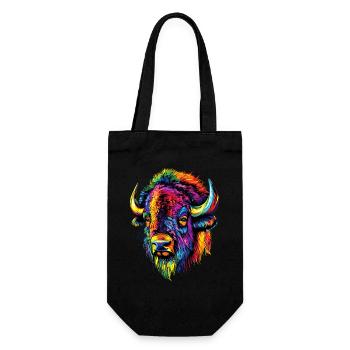 Bison, Bison, Wild Cattle, Buffalo, American Bison - Gift Bag for Bottles - black - Front