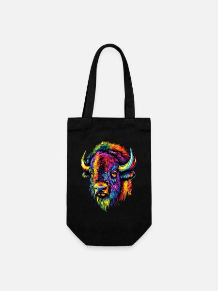 Bison Wisent Wildrind Buffalo Amerikanischer Bison - Geschenkbeutel für Flaschen - Schwarz