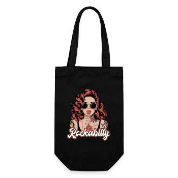 Cool Rockabilly Frau im Syle der 50er - Geschenkbeutel für Flaschen - Schwarz - Vorne
