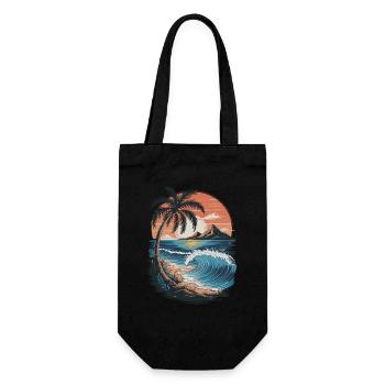 Strand Sunset Beach Sonnenuntergang Meer - Geschenkbeutel für Flaschen - Schwarz - Vorne