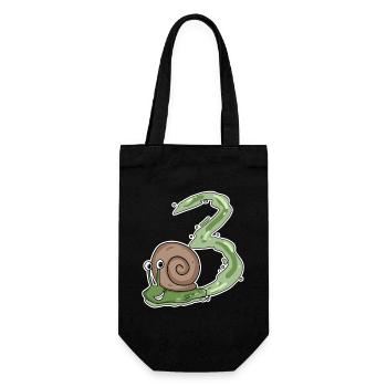 Drei 3 - Nummer 3 - Zahl 3 Geburtstag Schnecke - Geschenkbeutel für Flaschen - Schwarz - Vorne