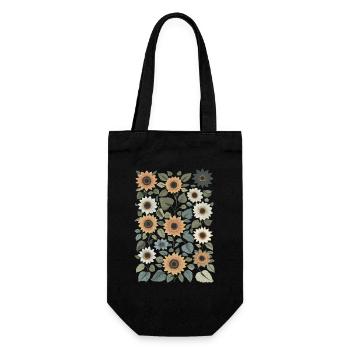 Tournesols Boho Fleurs Vintage Style Campagne - Sac à bouteille - noir - Devant