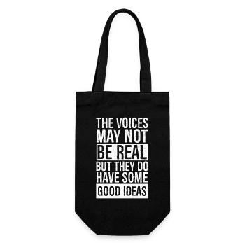 the voices may not be real but they do have some - Geschenkbeutel für Flaschen - Schwarz - Vorne