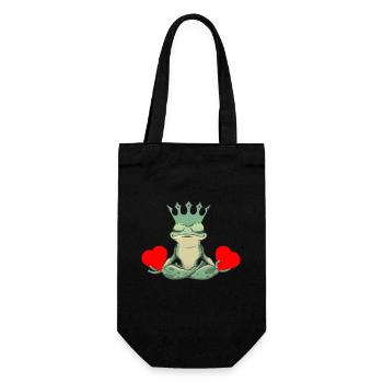 Valentin Frosch Frösche Herz Kröte König - Geschenkbeutel für Flaschen - Schwarz - Vorne