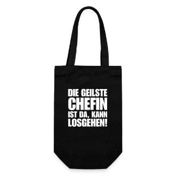 Chefin spruch geilste chefin ist da kann losgehen - Geschenkbeutel für Flaschen - Schwarz - Vorne