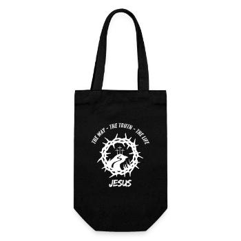 Jesus and Cross Wreath Motif - Gift Bag for Bottles - black - Front