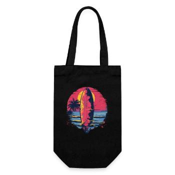 Surfbrett Synthwave - Geschenkbeutel für Flaschen - Schwarz - Vorne