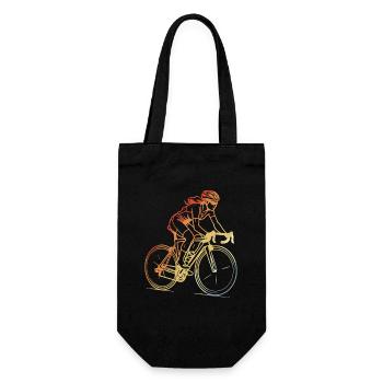 Retro Radfahrerin Line Art - Geschenkbeutel für Flaschen - Schwarz - Vorne