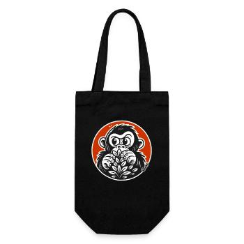Versteckter Affe: Lustiges Gorilla Cartoon - Geschenkbeutel für Flaschen - Schwarz - Vorne