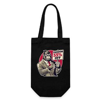 Gorilla mit Schild: Freiheit im Ausverkauf-Angebot - Geschenkbeutel für Flaschen - Schwarz - Vorne
