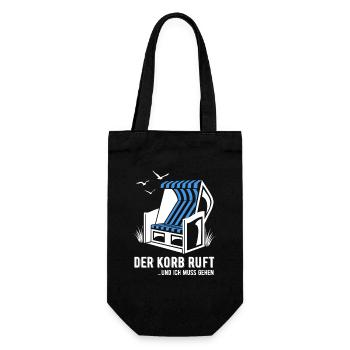 Der Korb ruft - Strandkorb - Meer - Urlaub - Geschenkbeutel für Flaschen - Schwarz - Vorne