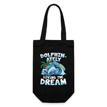 Dolphin-ately Living The Dream - Geschenkbeutel für Flaschen - Schwarz - Vorne
