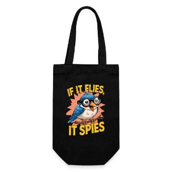 If It Flies It Spies für einen Ornithologe - Geschenkbeutel für Flaschen - Schwarz - Vorne
