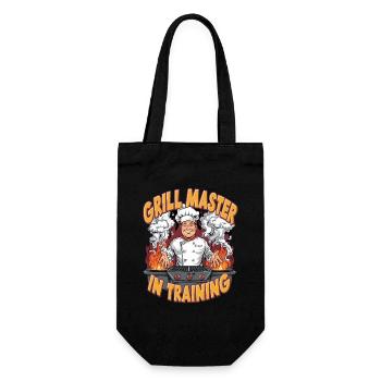 Grillmeister in der Ausbildung Lustiger BBQ-Humor - Geschenkbeutel für Flaschen - Schwarz - Vorne