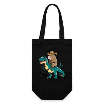 Niedliches Capybara auf Dinosaurier für einen - Geschenkbeutel für Flaschen - Schwarz - Vorne