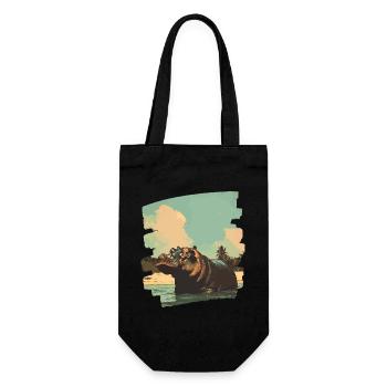 Nilpferd Retro - Geschenkbeutel für Flaschen - Schwarz - Vorne