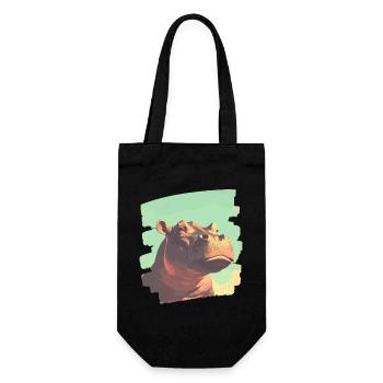 Nilpferd Retro - Geschenkbeutel für Flaschen - Schwarz - Vorne