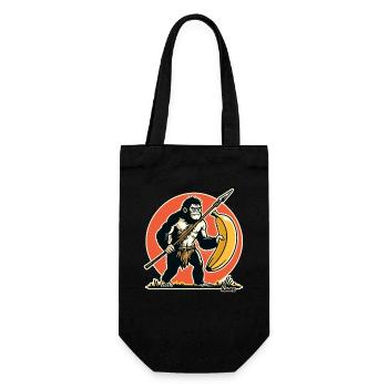 Jäger- und Sammler-Gorilla mit Banane - Geschenkbeutel für Flaschen - Schwarz - Vorne