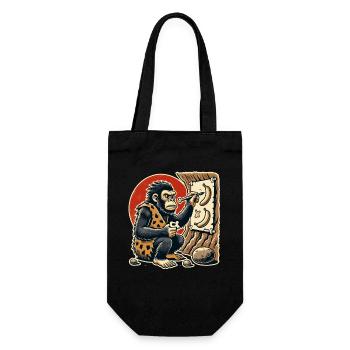 Homme des cavernes gorille peignant bananes - Sac à bouteille - noir - Devant