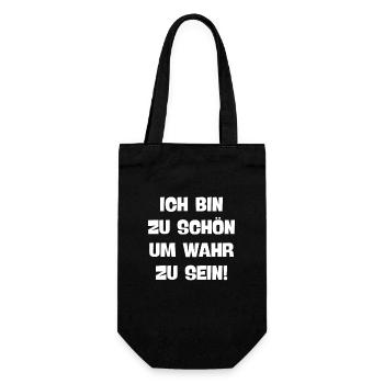 ich bin zu schön um wahr zu sein eingebildet ego - Geschenkbeutel für Flaschen - Schwarz - Vorne