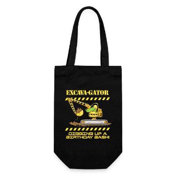Baustelle Bagger Krokodil Spruch Wortspiel - Geschenkbeutel für Flaschen - Schwarz - Vorne