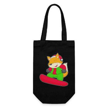Fuchs Weihnachten Snowboard - Geschenkbeutel für Flaschen - Schwarz - Vorne