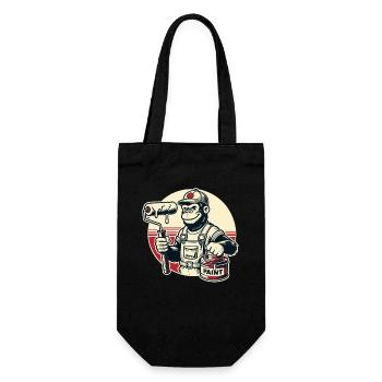 Peintre gorille avec seau de peinture et rouleau à peinture - Sac à bouteille - noir - Devant