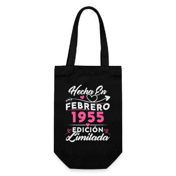 70th Birthday Woman 70 Years Made In 1955 February - Gift Bag for Bottles - black - Front