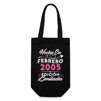 20. Geburtstag Frau 20 Jahre Made In 2005 Februar - Geschenkbeutel für Flaschen - Schwarz - Vorne