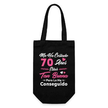 Ich habe 70 Jahre gebraucht 70 Geburtstag Frauen - Geschenkbeutel für Flaschen - Schwarz - Vorne