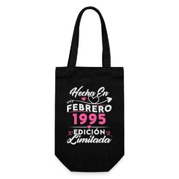30. Geburtstag Frau 30 Jahre Made In 1995 Februar - Geschenkbeutel für Flaschen - Schwarz - Vorne