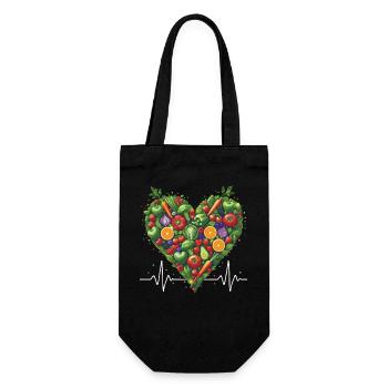 Healthy Heart Fruit & Veggie Illustration - Gift Bag for Bottles - black - Front