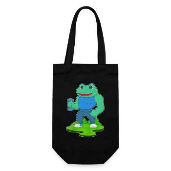 Frosch Bodybuilder Hantel Bodybuilding - Geschenkbeutel für Flaschen - Schwarz - Vorne